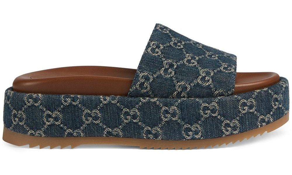 Gucci Angelina 55mm platform sandals "Blue/Brown" - ARABIA LUXURY