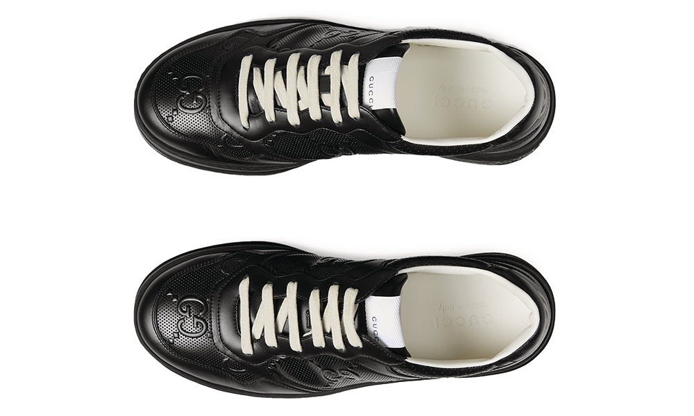 GUCCI Leather GG Embossed Sneakers "Black" - ARABIA LUXURT