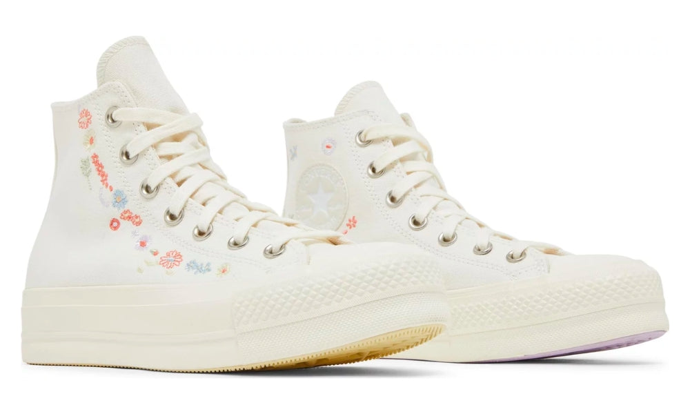 Converse Chuck Taylor All Star Lift Platform 'Embroidered Floral - Egret' - ARABIA LUXURY