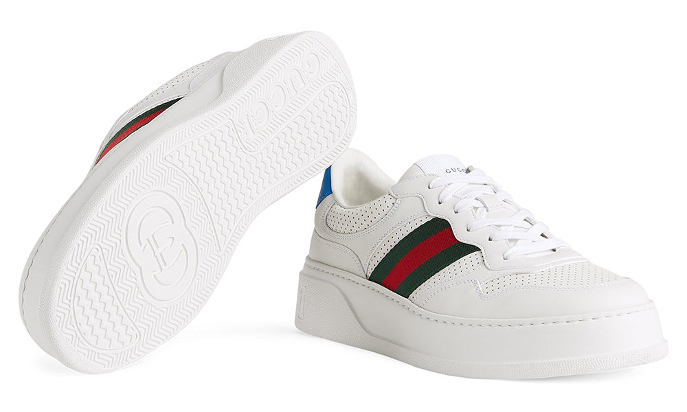 GUCCI Leather GG Embossed Sneakers "White" - ARABIA LUXURT