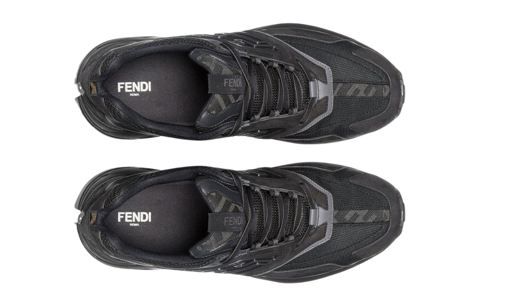 Fendi Faster Trainers Black nubuck leather low-tops - ARABIA LUXURY