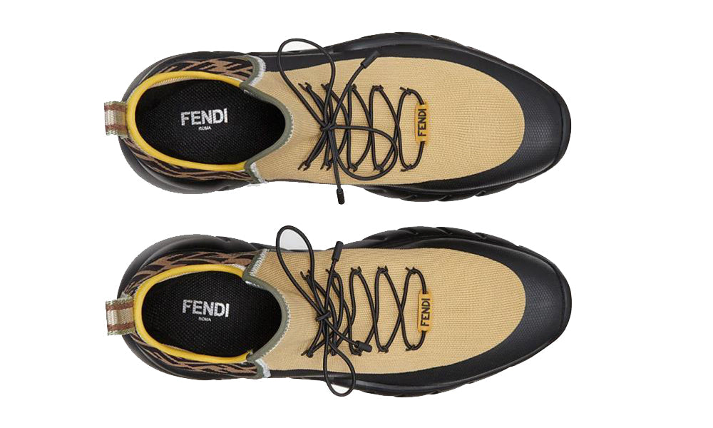 Fendi Ff Motif Mesh Slip-on Sneakers In Beige - ARABIA LUXURY
