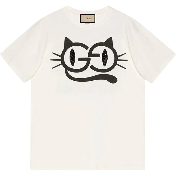 Gucci Cat Eyes Print Jersey T shirt