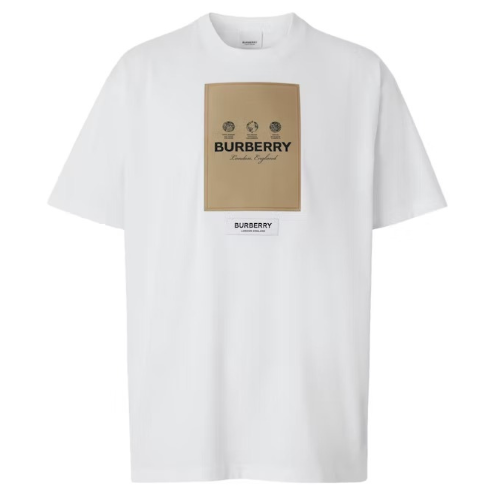 BURBERRY logo-patch round-neck T-shirt BURBERRY logo-patch round-neck T-shirt