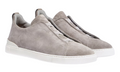 Zegna Grey Mélange Suede Triple Stitch Sneakers -