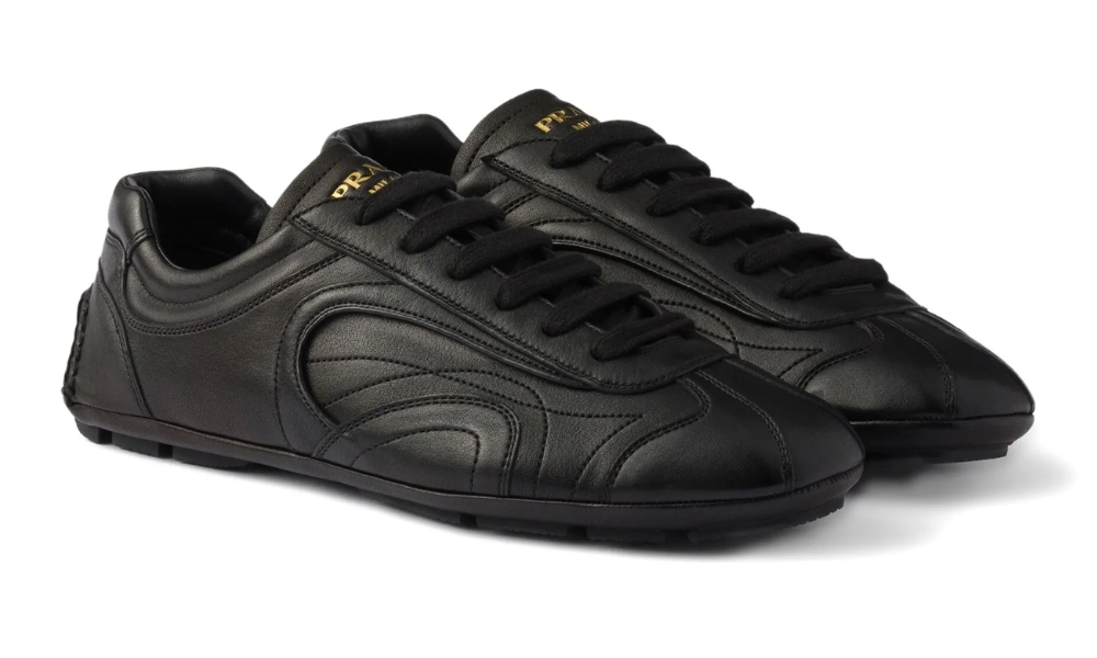 Prada Montecarlo Re-edition 2005 Antiqued Nappa Leather Sneakers "Black" - 