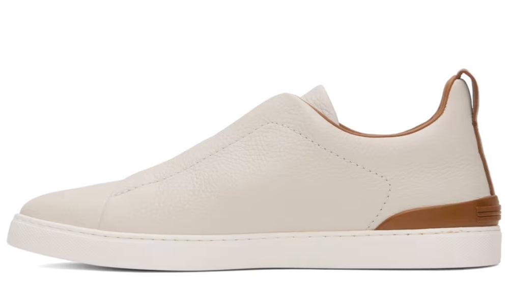 ZEGNA Off-White Deerskin Triple Stitch Sneakers - ARABIA LUXURY