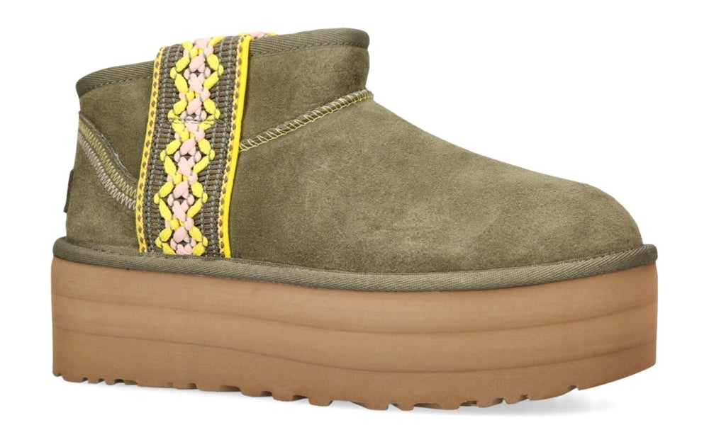 UGG Classic Ultra Mini Braid Boots 'Green' - ARABIA LUXURY