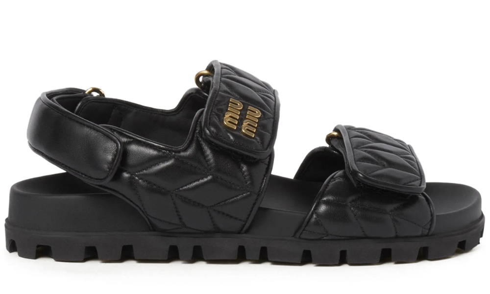 Miu Miu matelassé leather sandals "Black" - 