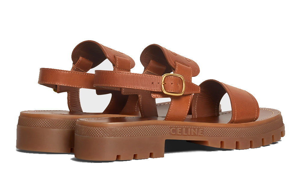 Celine Clea Triomphe Sandal In Calfskin Vegetal Tanning Tan -