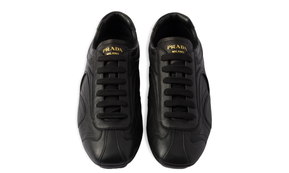 Prada Montecarlo Re-edition 2005 Antiqued Nappa Leather Sneakers "Black" - 