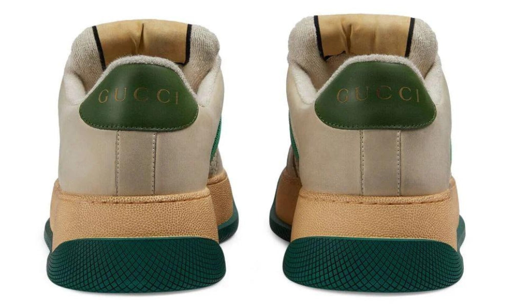 Gucci Screener low-top leather sneakers 'Cream White Green' - ARABIA LUXURT