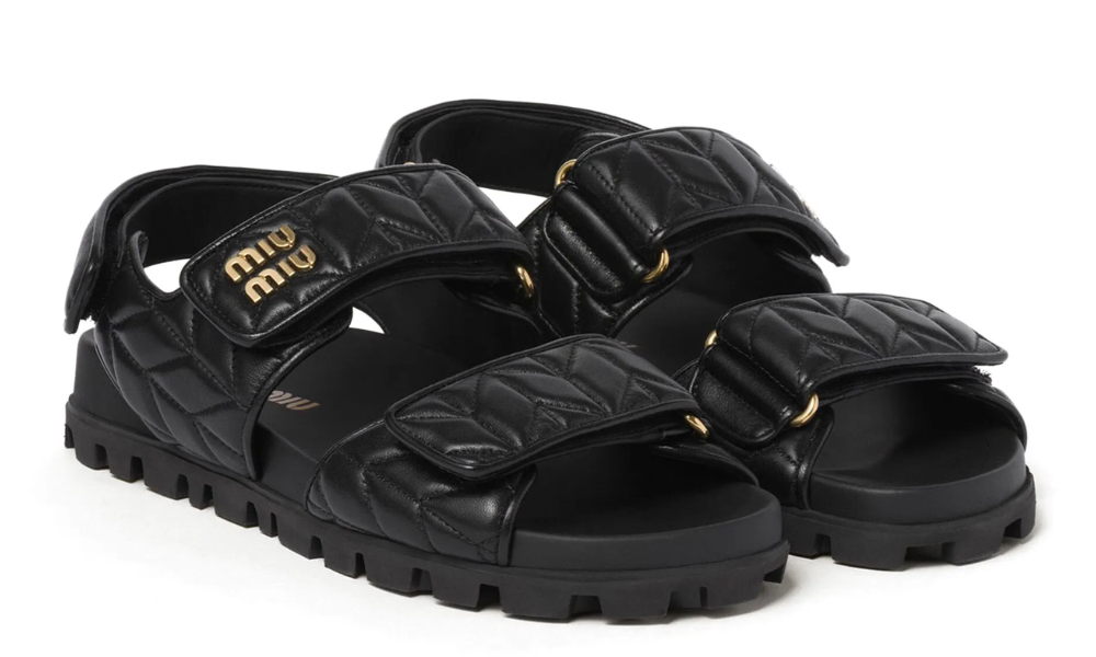Miu Miu matelassé leather sandals "Black" - 