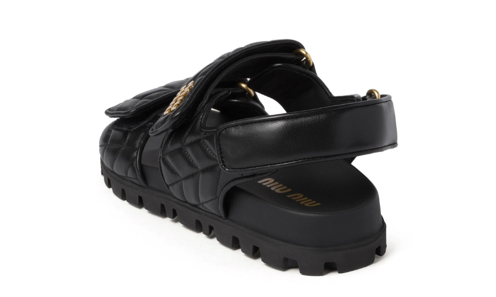 Miu Miu matelassé leather sandals "Black" - 