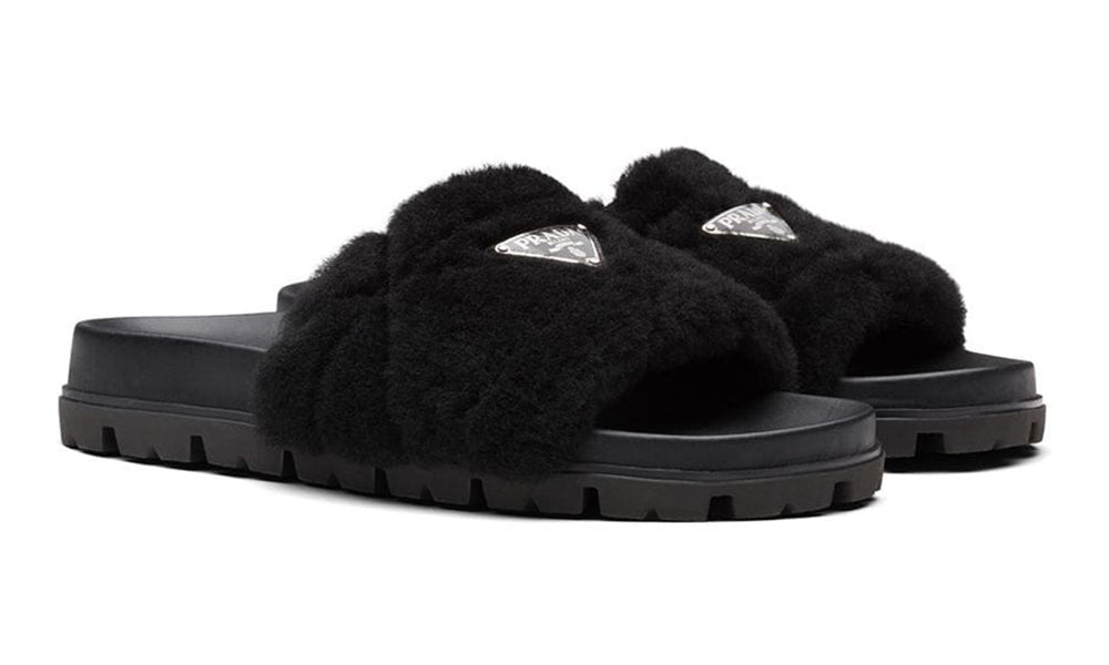 Prada shearling slides - ARABIA LUXURY