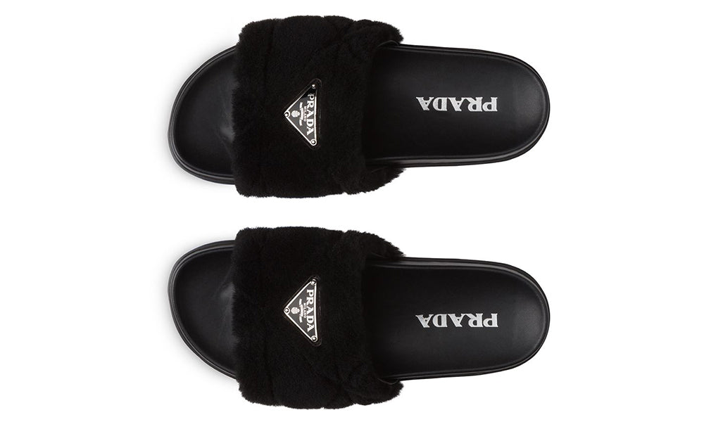 Prada shearling slides - ARABIA LUXURY