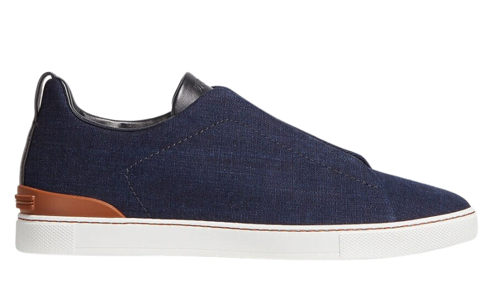 Zegna Cotton Denim Triple Stitch™ Sneakers "Blue" - ARABIA LUXURY