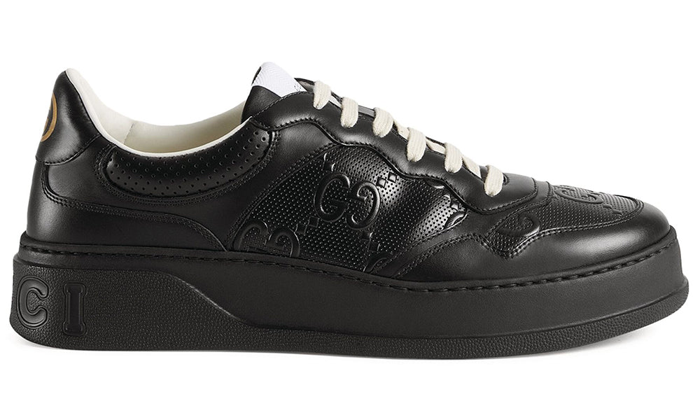 GUCCI Leather GG Embossed Sneakers "Black" - ARABIA LUXURT