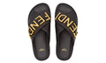 Fendigraphy Black leather slides - ARABIA LUXURY