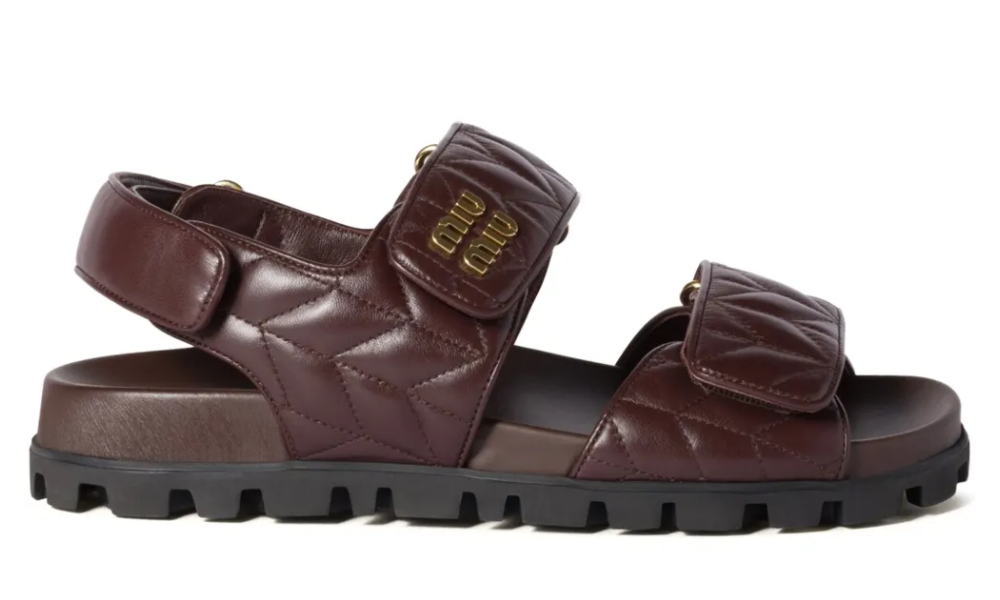 Miu Miu matelassé leather sandals "Brown" - 