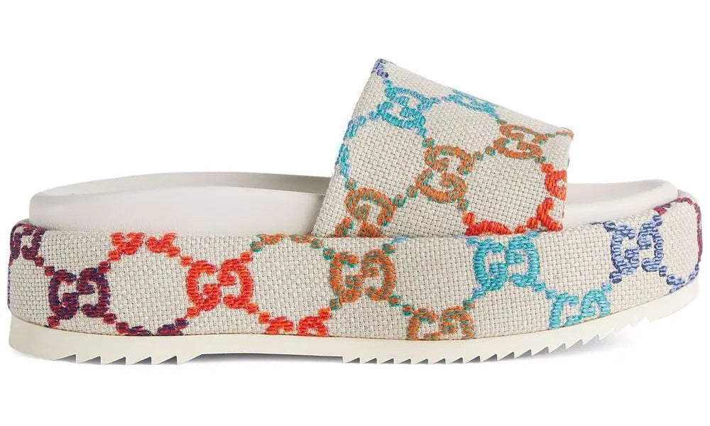 Gucci GG jacquard platform slides - ARABIA LUXURY