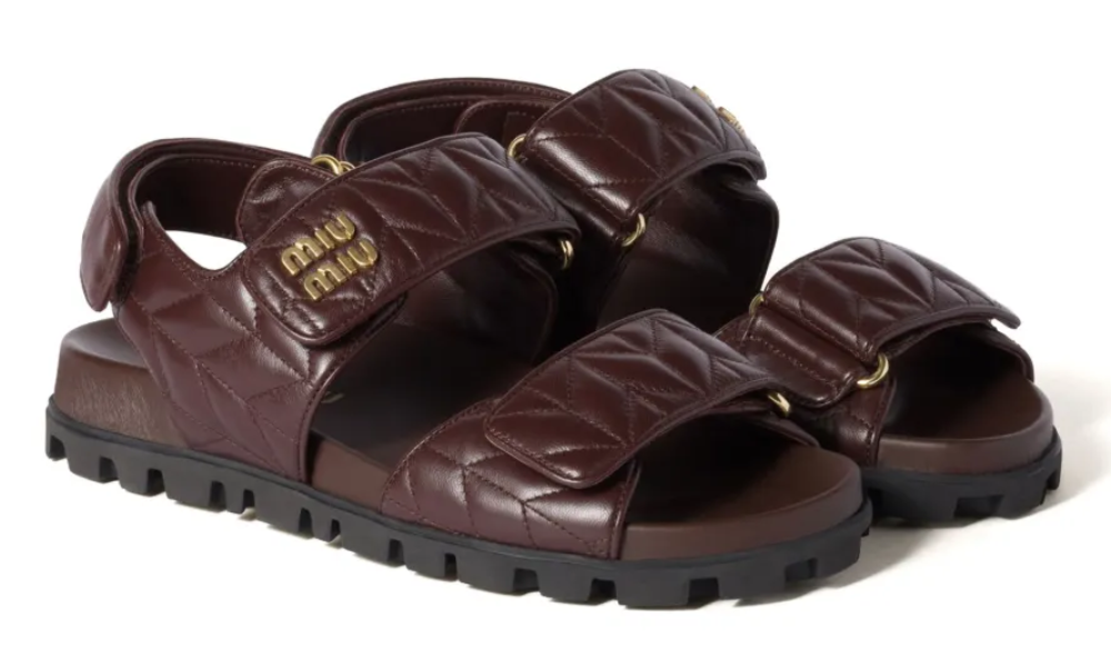 Miu Miu matelassé leather sandals "Brown" - 