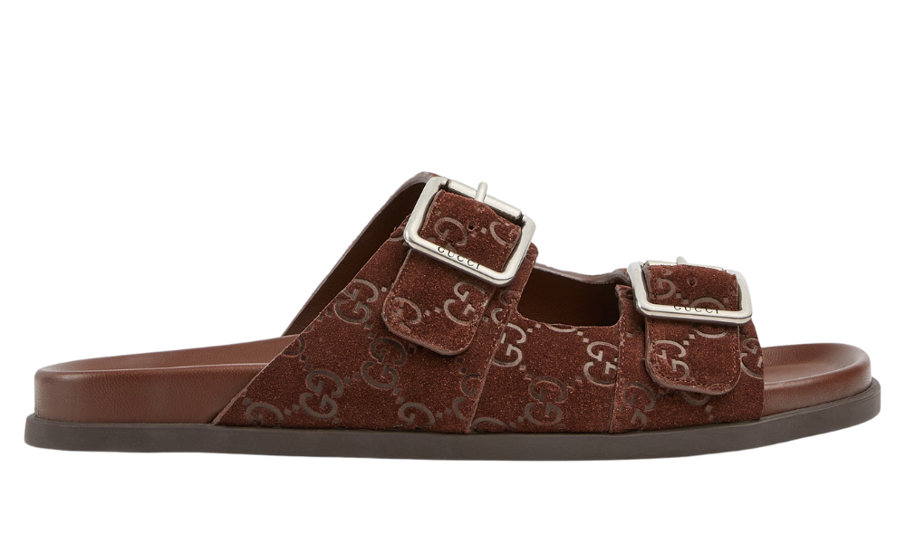 Gucci slide sandal "Brown GG suede" - 