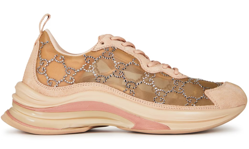 Gucci Crystal Gg Run Sneakers "Pink" - 