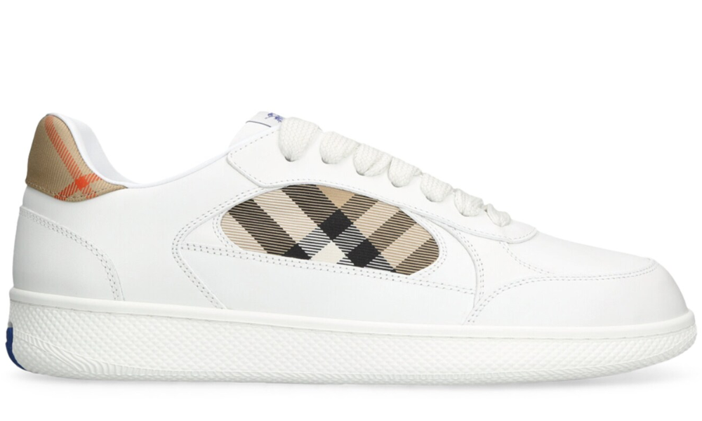 Burberry  Leather and Check Terrace Sneakers  "White Sand" - 