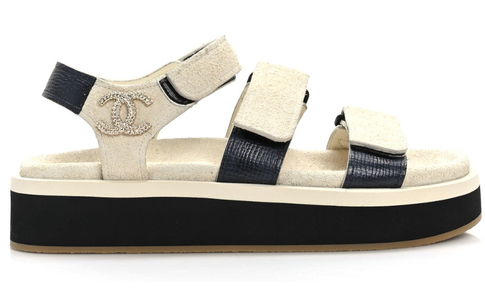 CHANEL Suede Calfskin Velcro "Ivory" - ARABIA LUXURY