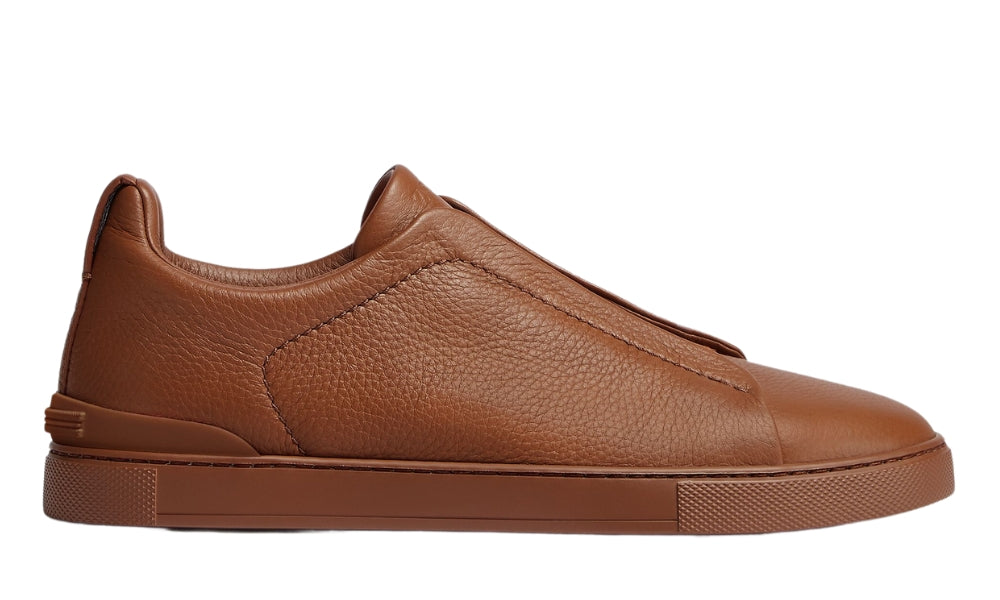 Zegna Triple Stich leather sneakers "Vicuna" - ARABIA LUXURY