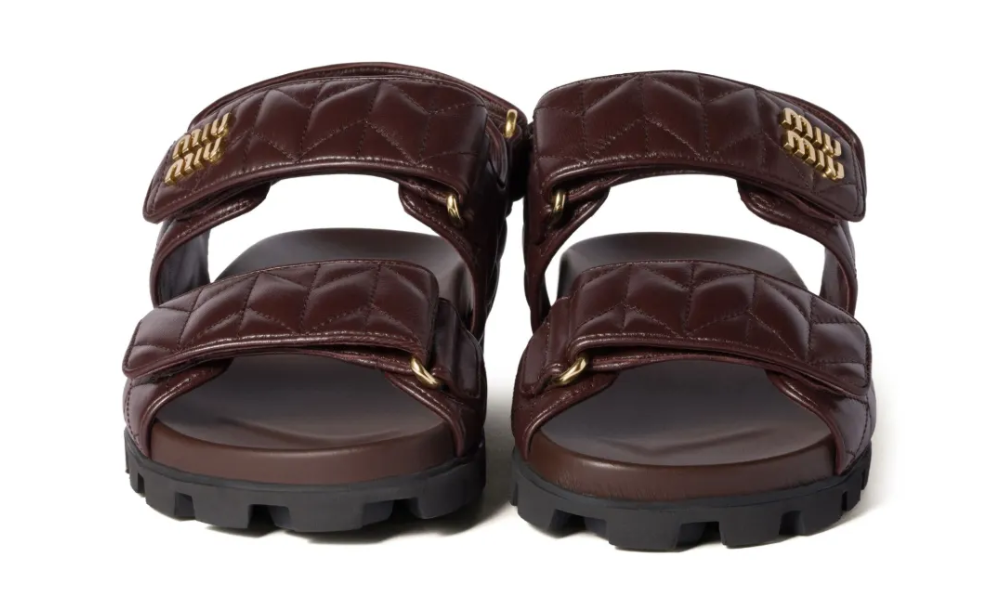 Miu Miu matelassé leather sandals "Brown" - 