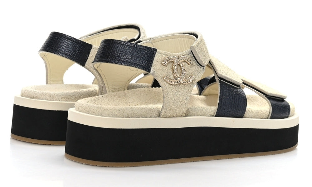 CHANEL Suede Calfskin Velcro "Ivory" - ARABIA LUXURY