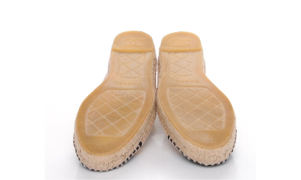 CHANEL Lambskin CC Espadrilles 40 'Beige Black' - ARABIA LUXURY