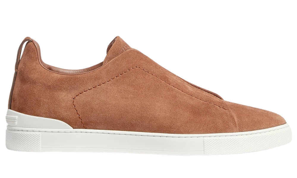 Zegna Triple Stich leather sneakers "Tobacco" - ARABIA LUXURY