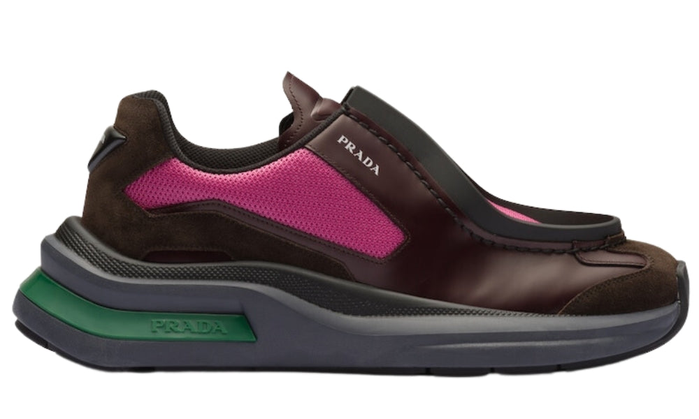 Prada Brown Systeme Leather Trainers - ARABIA LUXURY