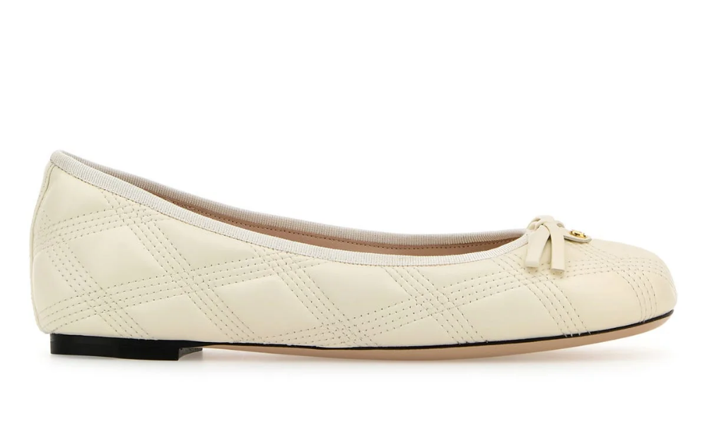 Valentino Garavani Leather Ballerina Shoes "Light Beige" - 
