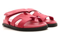 HERMES Suede Goatskin Womens Chypre Sandals 38 Rose Aphrodite - ARABIA LUXURY