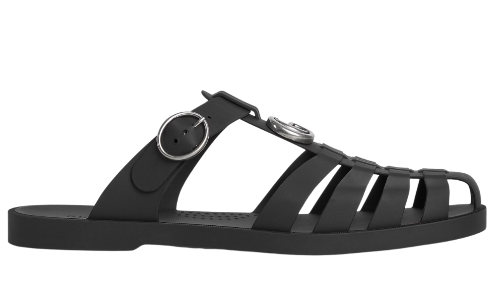 Gucci Double G Mule "Black Rubber" - 