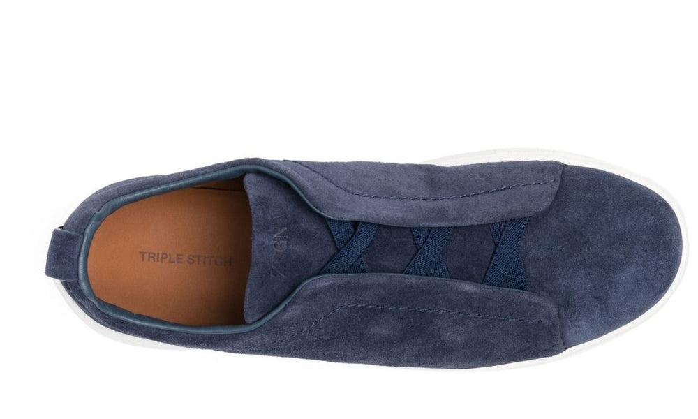 Zegna slip-on suede sneakers "Blue" - ARABIA LUXURY