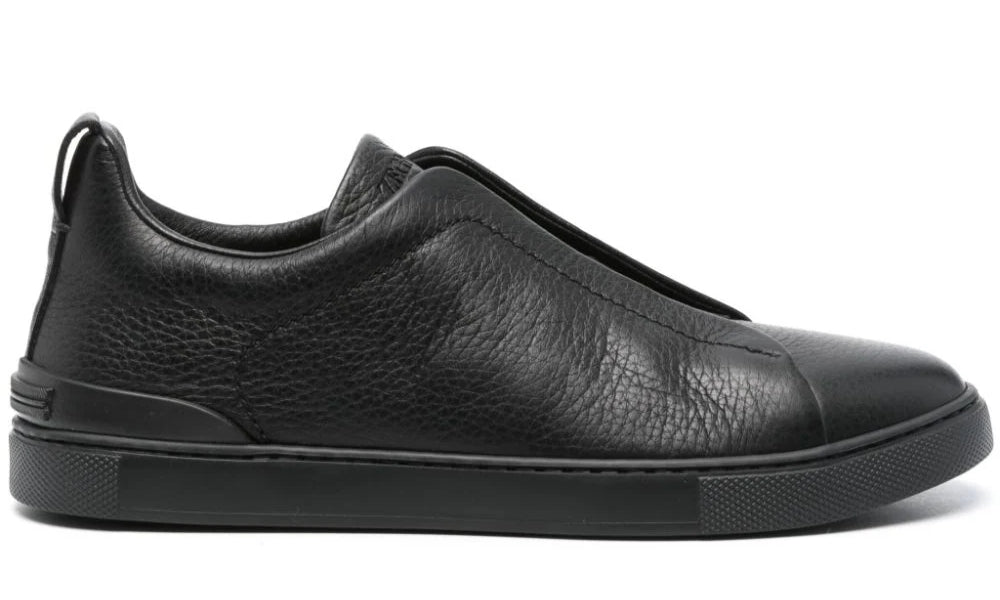 Zegna Triple Stich leather sneakers "Black" - ARABIA LUXURY