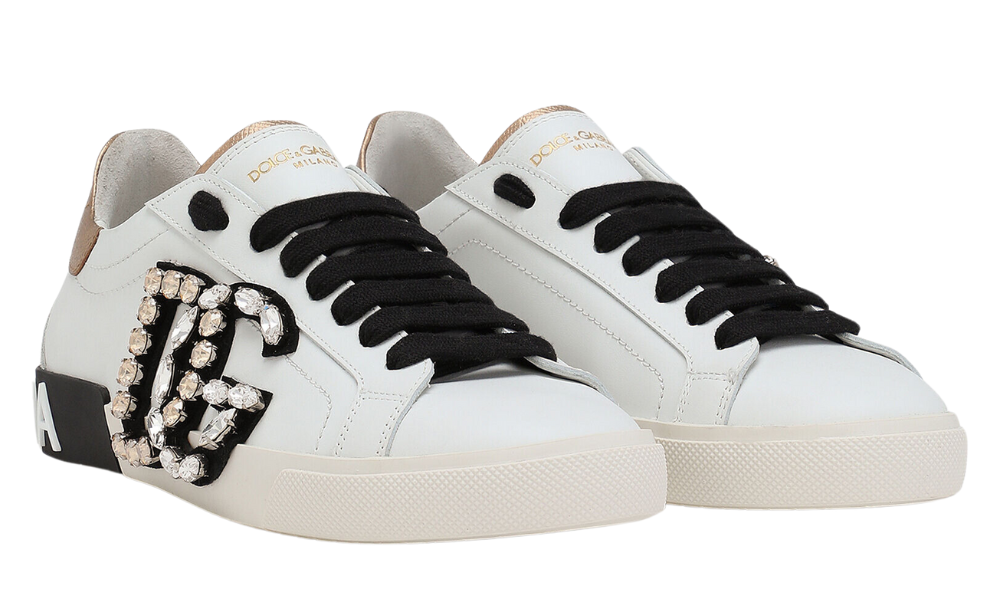 DOLCE & GABBANA  Portofino vintage calfskin sneakers "White" - 
