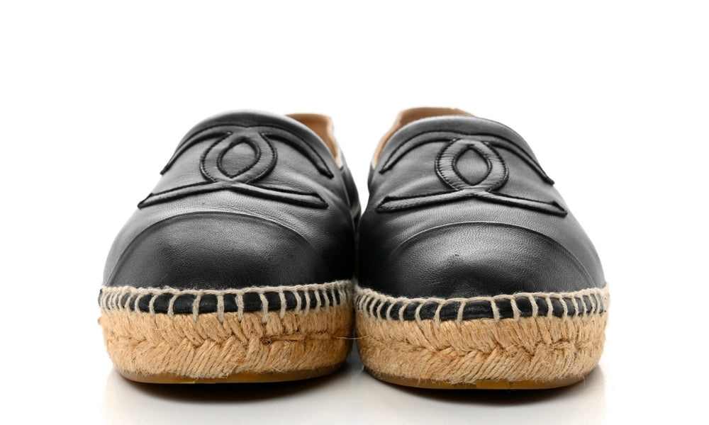 CHANEL Lambskin CC Espadrilles 38 'Black' - ARABIA LUXURY