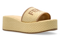 Fendi Sunshine Beige Raffia Flatform Slides -
