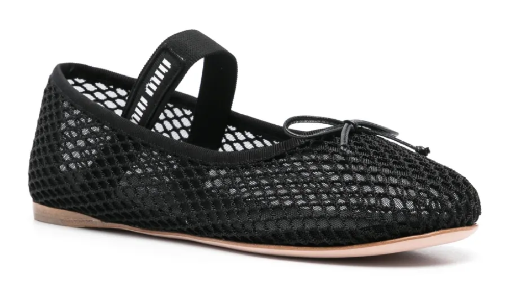 Miu Miu mesh-design ballet flats "Black" - 