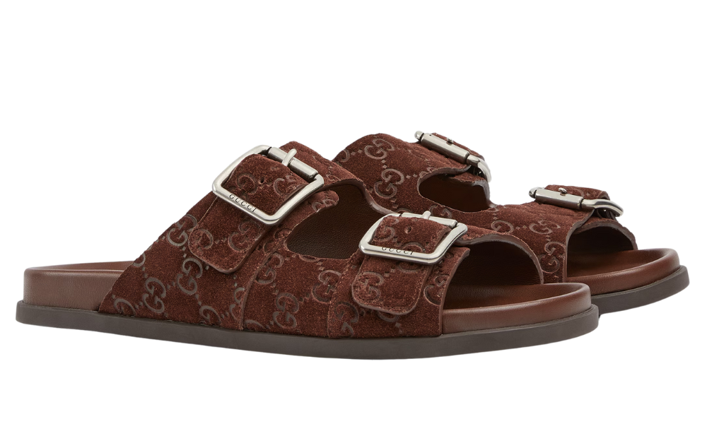 Gucci slide sandal "Brown GG suede" - 