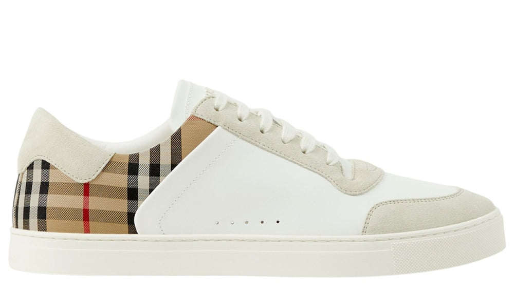 Burberry Check Panelled Sneakers 'Natural White Archive Beige' - ARABIA LUXURY