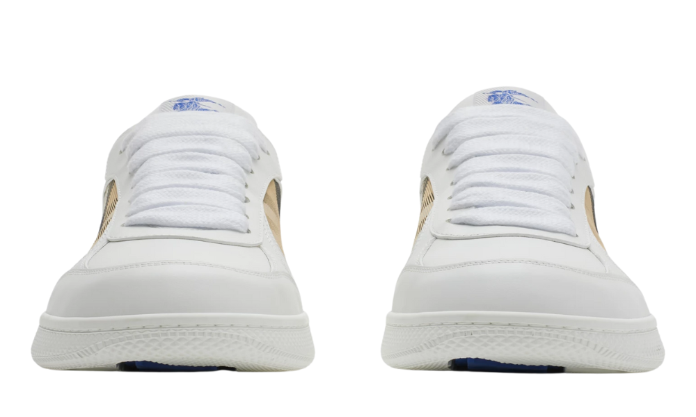 Burberry  Leather and Check Terrace Sneakers  "White Sand" - 
