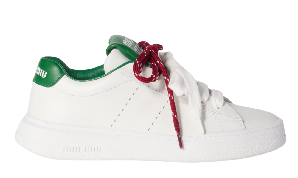 Miu Miu Leather sneakers "White / Green" - 
