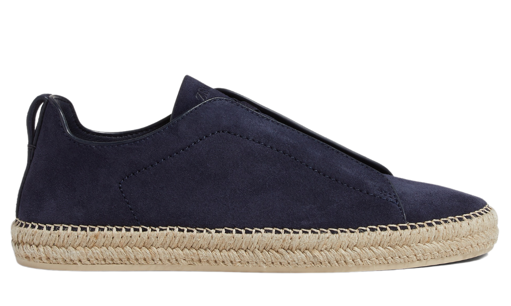 Zegna Suede Triple Stitch Espadrilles "Dark Blue" - 